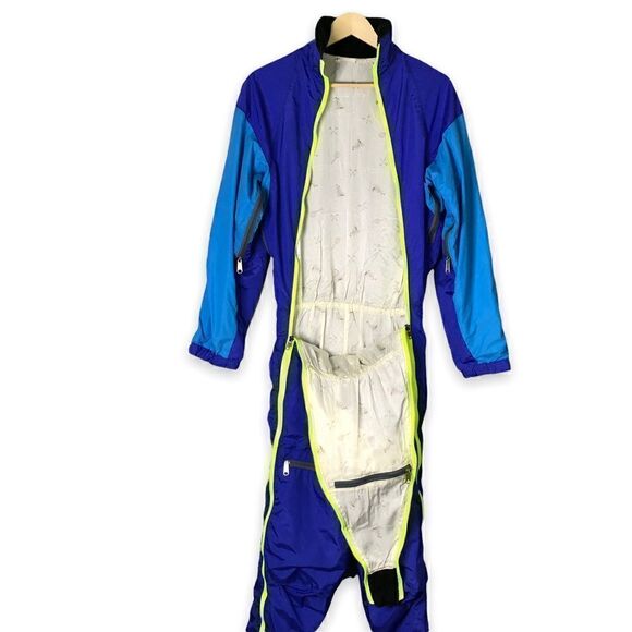 Vintage WILD THINGS Ski Snow Suit in Blue and Neon Yellow - Picture 7 of 15